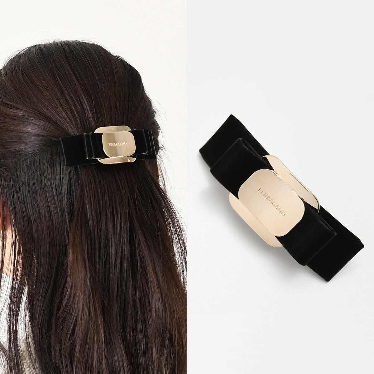 FERRAGAMO フェラガモ レザー リボンバレッタ