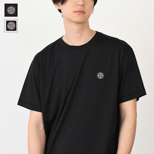 STONE ISLAND 코튼 로고 크루넥 티셔츠 
