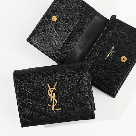 SAINT LAURENT モノグラム ウォレット グレインドプードルエンボスレザー
