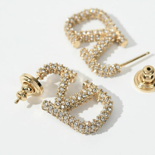 VALENTINO Vロゴメタルクリスタルピアス