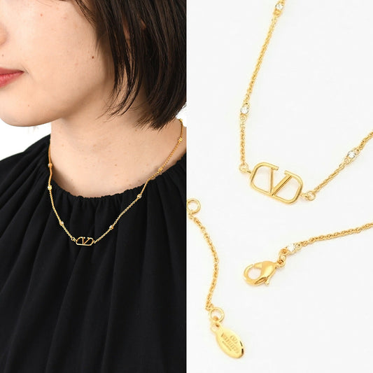 VALENTINO ミニ Vロゴ シグネチャー メタル x スワロフスキー クリスタル ネックレス